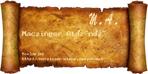 Maczinger Aténé névjegykártya